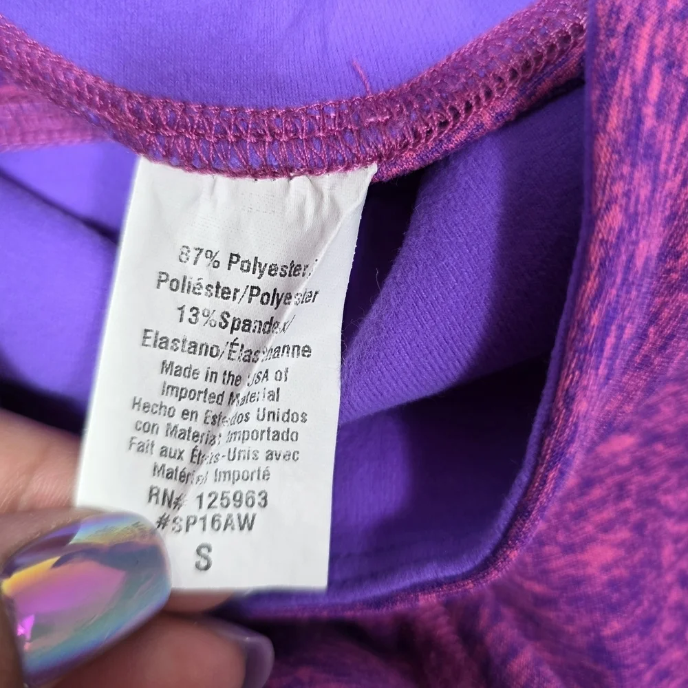 Beyond Yoga Women’s 2Pc Set Size S Pink Purple Leggings & Tank Built-In Bra
